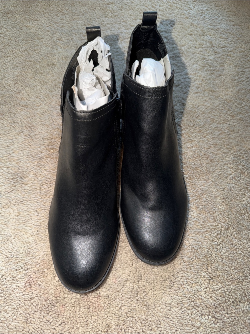 Sun + Stone Black Leather Pull-On Ankle Booties